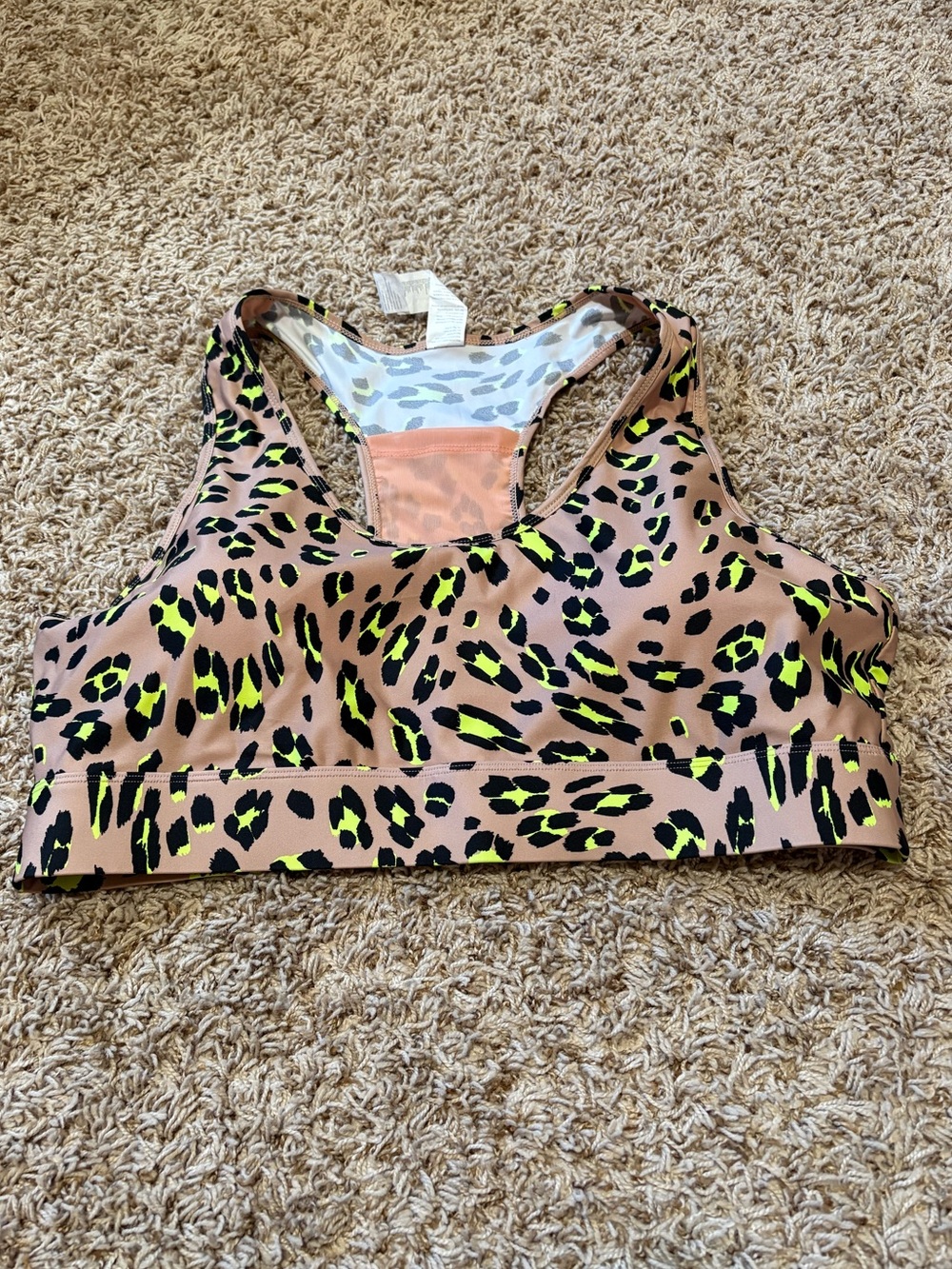 Fabletics On the Go Leopard Print Medium Impact Sports Bra Womens size 2X